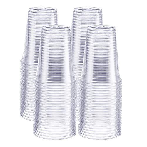 GUSTO [16 oz. - 100 Pack] Crystal PET Clear Plastic Cups for Party - Ideal for Cold Beverages, Smoothies, and Parties-(Formerly Comfy Package)
