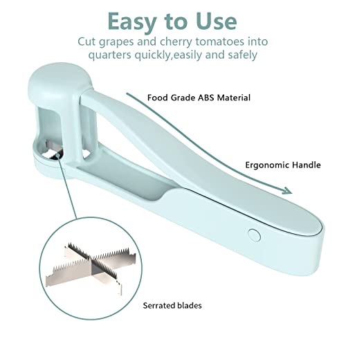 Luvan Grape Cutter for Toddlers, Grape Slicer for Baby, Grape Tomato Cherry Strawberry Cutter Tools Into 4 Pieces for Vegetable Fruit Salad, Stainless Steel Quarter Grape Slicer Kitchen Gadget