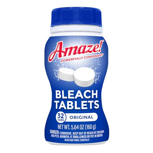 AMAZE Ultra Concentrated Bleach Tablets [32 tablets] - Original Scent - for Laundry, Toilet, and Multipurpose Home Cleaning. No Splash Liquid Bleach Alternative