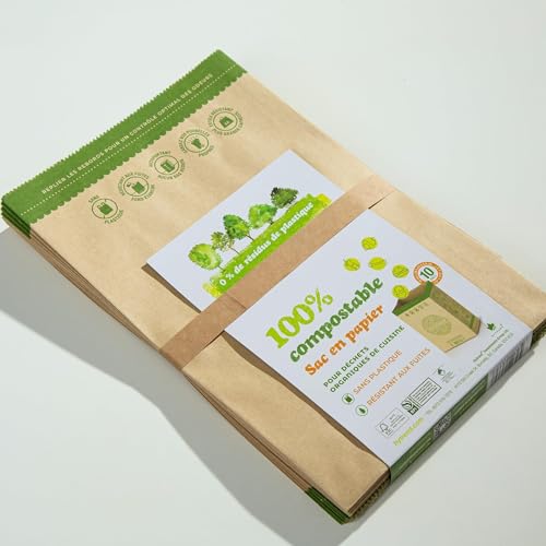 Hytrend-Kitchen Food Waste Bag-35 Bags-%100 Compostable paper Bag - Leak Resistant Liner - Small-Certified by BNQ and BPI,CMA-I,CMA-W