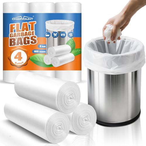 Small Trash Bags 4 Gallon 105 Count Small Garbage Bags for Bedroom, Office, Kitchen Trash Can Mini Trash Bags for Wastebasket Bin Liner, Unscented, Bathroom Accessories, Dorm Room Essentials