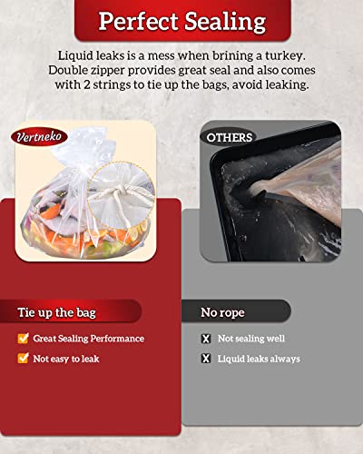 Turkey Brine Bags, 26"×22", 2 Pack, Holds up 35lbs, Thicker Brining Bags with Double Zip Lock & 2 Cotton Strings, Extra Large Brine Bag Fits for Turkey, Chicken, Beef, Fish, Lamb, Pork