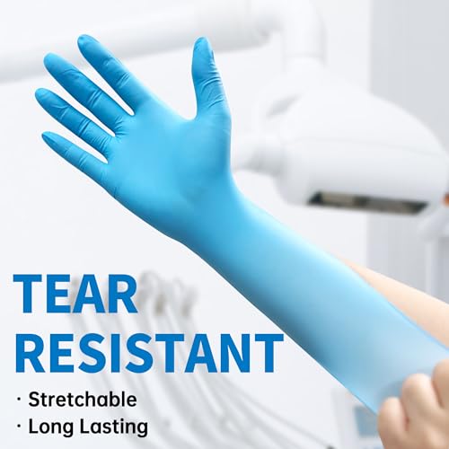 Medguy Medical Blue Nitrile Disposable Exam Gloves, 4.5 Mil 100 Pcs Powder-Free Latex-Free Food-Safe for Lab Cooking Cleaning