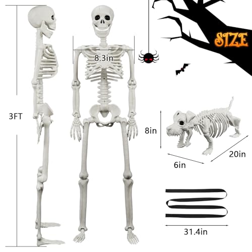 Lighted Human & Dog Skeleton Halloween Decorations Outdoor/Indoor