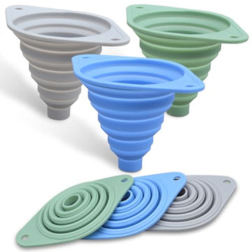 Kitchen Funnel Set 3 Pack, Funnels for Kitchen Use Filling Bottles, Silicone Funnel Collapsible, Small Funnels for Filling Small Bottles