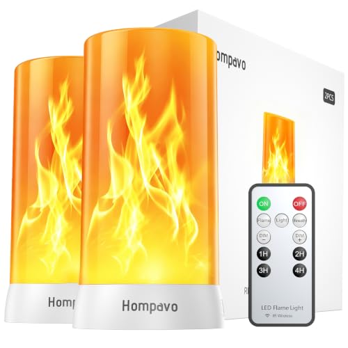 Hompavo Flame Lights with Remote, Timer, 4-Mode Rechargeable