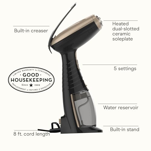 Conair Handheld Garment Steamer for Clothes, Turbo ExtremeSteam 1875W Fabric Steamer, Portable Handheld Design, Strong Penetrating Steam,  Exclusive, Black