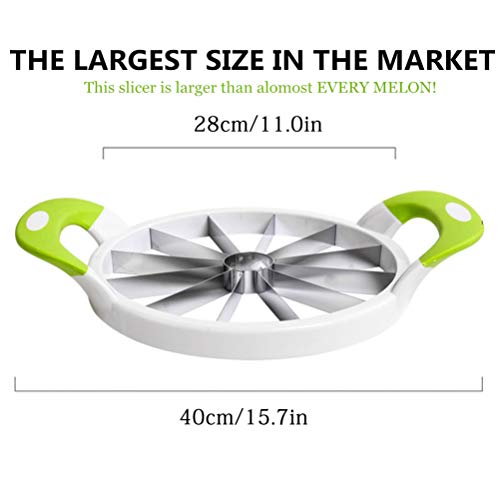 Watermelon Cutter Extra Large Watermelon Slicer, Melon Slicer Multifunctional Handheld Home Stainless Steel Round Fruit Divider Fruits Cutting Slicing Into Uniform Size by12 Pcs, Easy to Clean