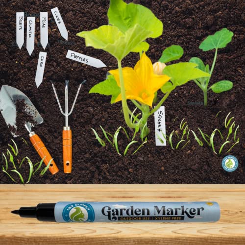 2 Pack Garden Marker Pen Permanent Markers Black (UV Fade Resistant Marker Pens for Plant Markers Garden Markers Waterproof Pen Black Markers Outdoor Marker for Garden Plant Labels 0.8mm)