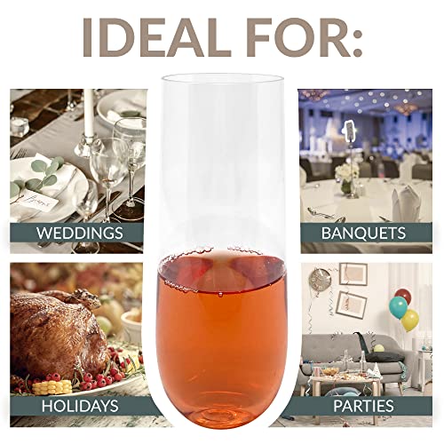 Reli. Champagne Flutes Plastic | 25 Pack | 9 oz - Clear | Stemless Premium Plastic Champagne Flutes | Party-Perfect for Celebrations