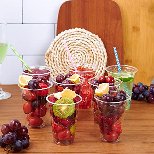 Lilymicky 200 Pack 10 oz Clear Plastic Cups, PET Disposable Drinking Cups Perfect for Birthday Parties, Ceremonies, Events