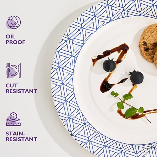 Disposable Paper Plates 8.5 Inch 300 Count, Soak Proof and Cut Resistant Heavy Duty Paper Plates Bulk for Parties, Picnics, Camping, and Everyday Meals