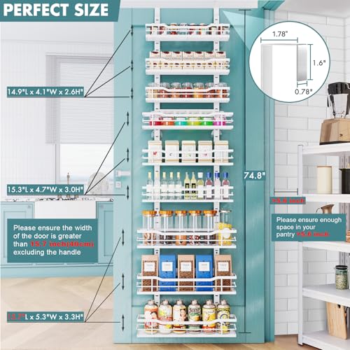 Eastherry Over The Door Pantry Organizer, 9-Tier Over The Door Organizer with Adjustable Basket
