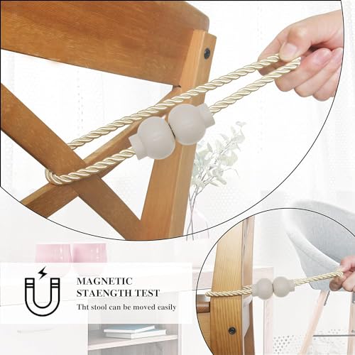 4 Pack Magnetic Curtain Tiebacks Modern Handmade Rope Curtain Tie Backs Decorative Drapes Weave Holdbacks for Home Outdoor Bedroom Office Decorative Curtain, Beige