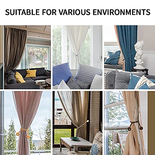 2Pack Magnetic Curtain Holdbacks Modern Upgrade Strong 16Inch Rope Ties New Twisted Handmade Rope Holdback Style Decorative Drapery Tie Backs for Home Office Window Draperies (Dark Coffee)