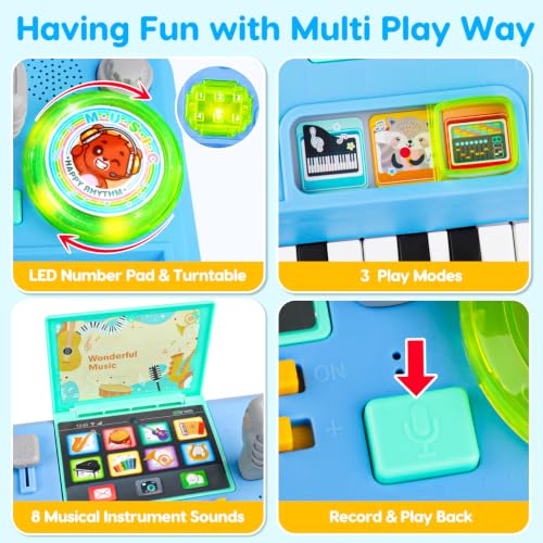 Thremhoo Baby DJ Table Musical Piano Toys for Toddlers with Music & Light