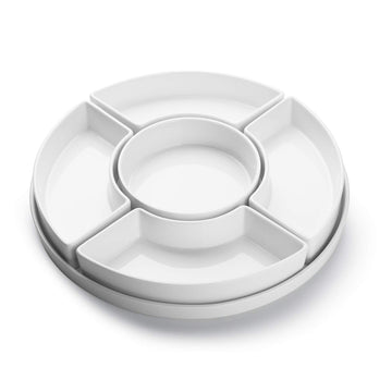 Sweese Porcelain Divided Serving Dishes, Relish Tray, Serving Bowls for Parties - Perfect for Chips and Dip, Veggies, Candy and Snacks, White