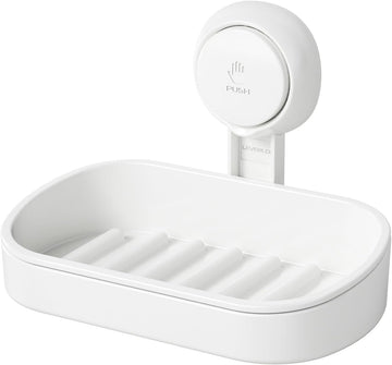 LEVERLOC Soap Dish Holder for Shower Suction Cup Wall Mounted Self Draining NO-Drilling Removable Bar Soap Sponge Holder