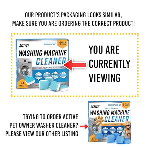 Washing Machine Cleaner Descaler 24 Pack - Deep Cleaning Tablets For HE Front Loader & Top Load Washer, Septic Safe Eco-Friendly Deodorizer, Clean Inside Drum and Laundry Tub Seal - 12 Month Supply