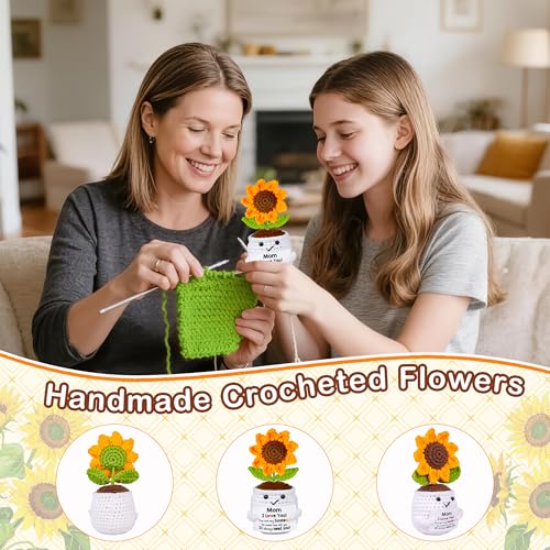Mothers Day Mom Gifts for Mom, Gifts for Moms from Daughter Son, Mother's Day Birthday Gift for Moms Mommy Mother in Law Step Mama, Handmade Crochet Sunflower Doll I Love You Sweet Gift for Mum