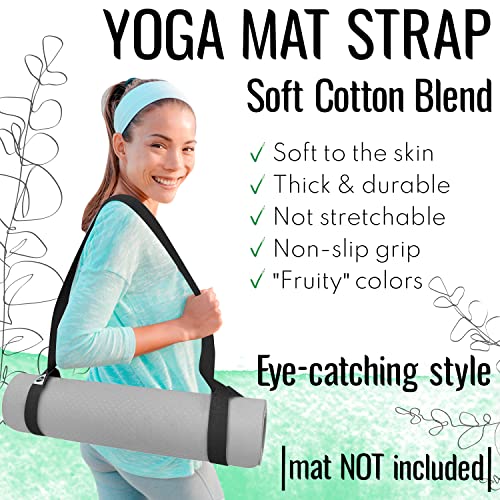 TECEUM Yoga Mat Strap – 30+ Colors – Adjustable Mat Holder Sling Carrier for All Mats [Mat Not Included]