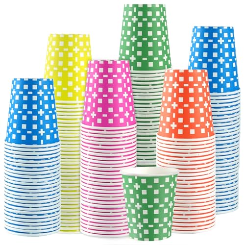 500Pack 5 oz Paper Cups, Multicolor Small Bathroom Mouthwash Disposable Paper Cups Dessert Dispenser for Home Use, Party, Picnic, Travel and Event, BBQ, 5 Colors