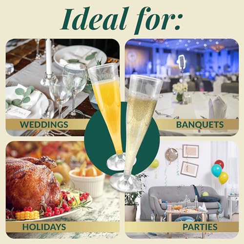 Reli. Champagne Flutes Plastic | 100 Pack | 4.5 oz - Clear | Premium Plastic Champagne Flutes | Party-Perfect for Celebrations
