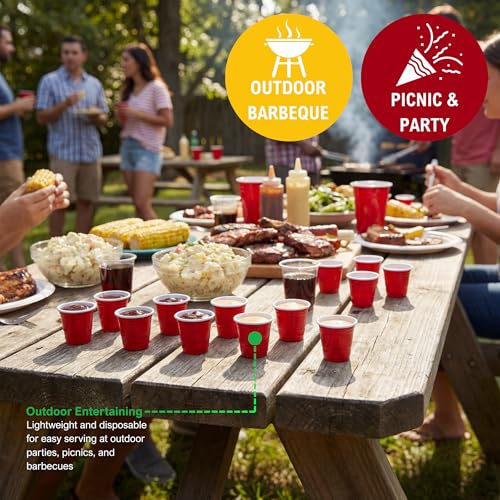 WHISC Red Disposable Shot Glasses, 2 oz – 36-Pack Heavy-Duty Plastic Shot Cups for Parties, Jello Shots, Tastings & Events – Durable, Stackable Mini Cups for Barware & Catering