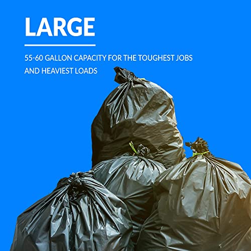 Reli. 55-60 Gallon Trash Bags Heavy Duty | 50 Bags | 50-60 Gallon | Large Black Garbage | Made in USA
