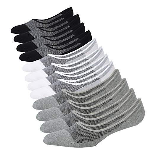 Jormatt Genuine Mens No Show Socks, Loafer Sneakers Low Cut Cotton Socks With Non Slip Grips