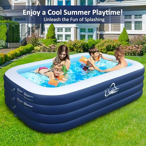 Inflatable Pool for Kids and Adults with No Collapse, 100" X 60" X 30" Deepened Swimming Pool for Toddlers, Outdoor, Garden, Backyard