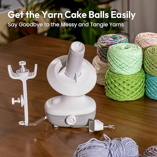 Yarn Winder, Electric Yarn Ball Winder for Crocheting, Compact Yarn Cake Winder with Strong Tension Stepless Speed, Automatic Yarn Spinner Wool Winder, Ideal Helper for Knitting Lovers(White)