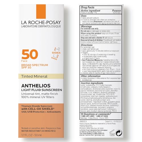 La Roche-Posay Anthelios Sunscreen SPF 40, Ultra-Light Fluid Broad Spectrum SPF 40, Face Sunscreen with Titanium Dioxide Mineral, Lightweight & Fast-Absorbing, Oil-Free, Matte Finish