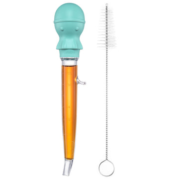 U-Taste 1.5oz Angled Turkey Baster - 228.2℉ Heat Resistant Food Grade Tritan and Silicone Large Octopus Bulb Baster Set with Cleaning Brush