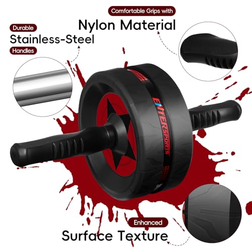 EnterSports Ab Roller Wheel for Abs Workout - Abdominal Exercise Equipment with 2 Knee Pads for Home Gym, Core Strength Training, Fitness Equipment for Men & Women