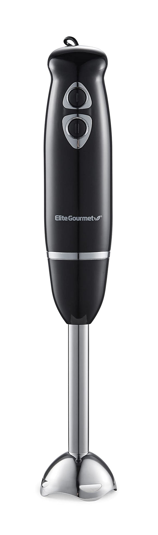 Elite Gourmet EHB1015 Immersion Hand Blender 500 Watts 2 Speed Mixing with Stainless Steel Blades, Detachable Wand Stick Mixer, Smoothies, Baby Food, Soup, Black
