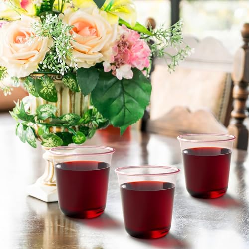 50 Pcs Pink Plastic Cups, 12 Oz Disposable Stemless Wine Glasses Cocktail Pink Party Cups for Meeting, Wedding, Birthday, Valentines Party