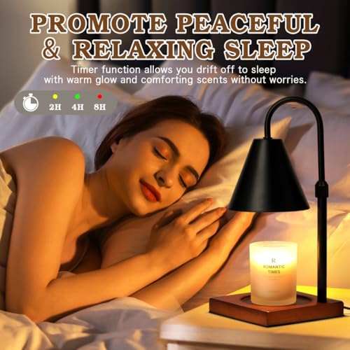 Modern Candle Warmer Lamp with Timer, Dimmable Candle Lamp Warmer, Men Women for Birthday Gifts, Valentines Day Gifts, Black Candle Warmer, Adjustable Candle Light, Cozy Living Room Bedroom Home Decor