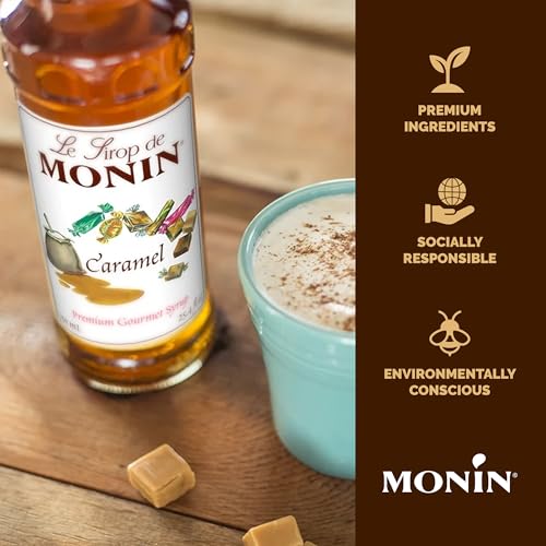 Monin - Caramel Syrup, Rich and Buttery, Great for Desserts, Coffee, and Cocktails, Gluten-Free, Non-GMO (1 Liter)