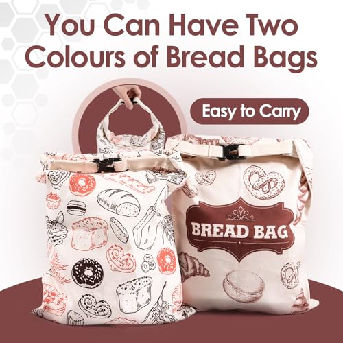 Beeswax Bread Bags，Extra Large 2 Pack- 17"×13" Reusable Sourdough Bread Bags for Homemade Bread