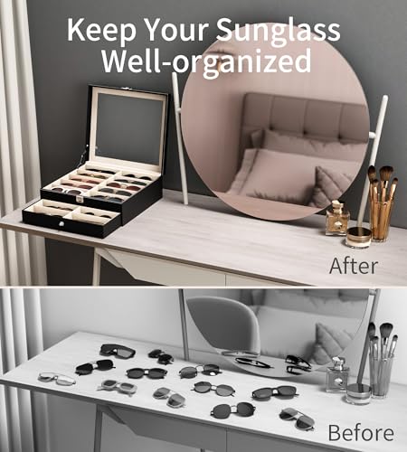 NEWLOOP 20 Slots Sunglass Organizer for Women Men Sunglasses Storage Box for Multiple Pairs of Eyeglass Holder Display Case