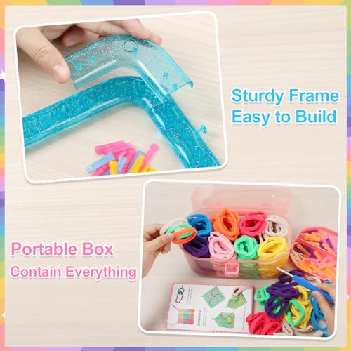 IQKidz Weaving Loom Kit Toys, DIY Arts and Crafts for Kids and Adults, Ideal Gifts for Girls Ages 5 6 7 8-12 13, Easy Potholder Loom Knitting Activity for Beginners, 224 Craft Loops