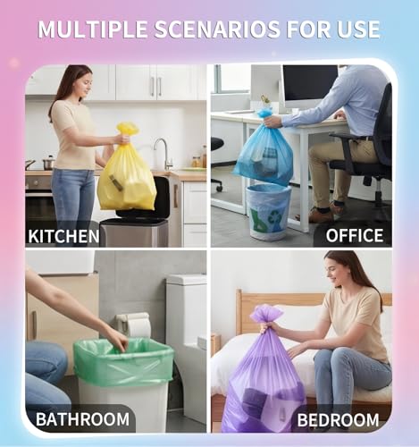 150 Count 4 Gallon Small Trash Bags - Colored Bathroom Garbage Bags Unscented Leak-proof, 15 Liter Plastic Wastebasket Can Liners for Office Bedroom Toilet and Car