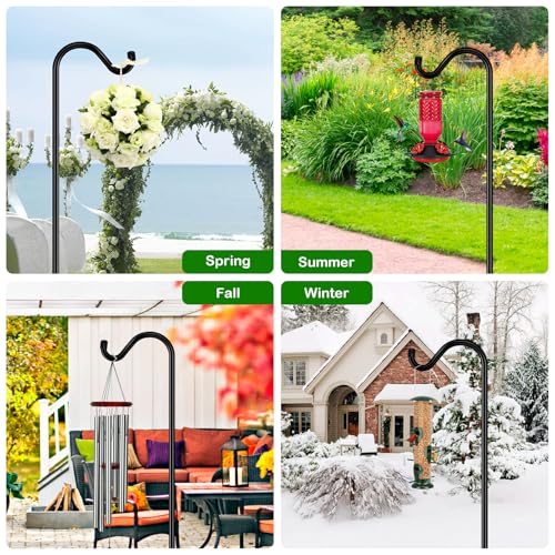 FEED GARDEN 76'' Bird Feeder Pole, Heavy Duty Shepherds Hooks for Outdoor with 7-Prong Base, Adjustable Shepherds Hook for Hummingbird Feeder, Lanterns, Plants, Wedding Decor (1 Pack)