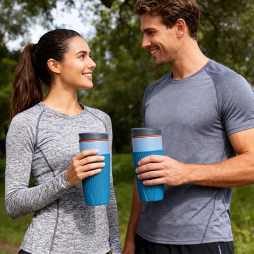 YQL 2-Pack Silicone Water Bottle Boot for Owala 20oz SmoothSip Slider Tumbler – Half-Wrap Protective Cup Sleeve, Anti-Slip Silicone Base for Travel Mug, Reusable & Dishwasher Safe (Blue)