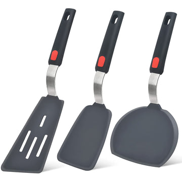 Silicone Spatula Turner Set of 3, Beijiyi 600°F Heat Resistant Cooking Spatulas for Nonstick Cookware