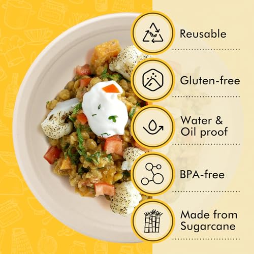 RACETOP Compostable Paper Plates 10 Inch [150 Pack], Disposable Biodegradable Heavy Duty Paper Plates, Made of Natural Sugarcane Fibers, Unbleached Brown, Round