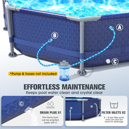 Above Ground Pool,10ft x 30in Frame Deep Swimming Pool,Round Family Pool,Large Above Ground Pool Easy Set,1200 Gallon Pool,Outdoor Backyard Pool for Kids,Adults-Blue,Pump Not Included