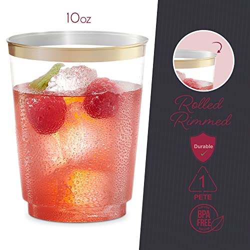 PLASTICPRO Disposable Plastic Tumblers (Gold Rim, 50)