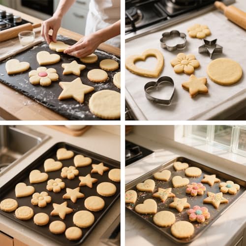 Stainless Steel Cookie Cutters Set 12Pcs - Heart, Flower, Round, Five Star Shapes - Small to Mini Size, Metal Biscuit Cutter Molds for Baking or Holiday Party Decorations